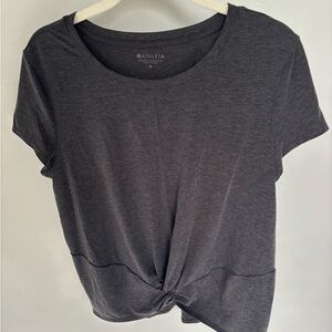 Athleta Gray Tie Front Short Sleeve Tee
